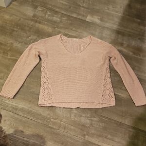 Elegant Soft Pink V-Neck Sweater
